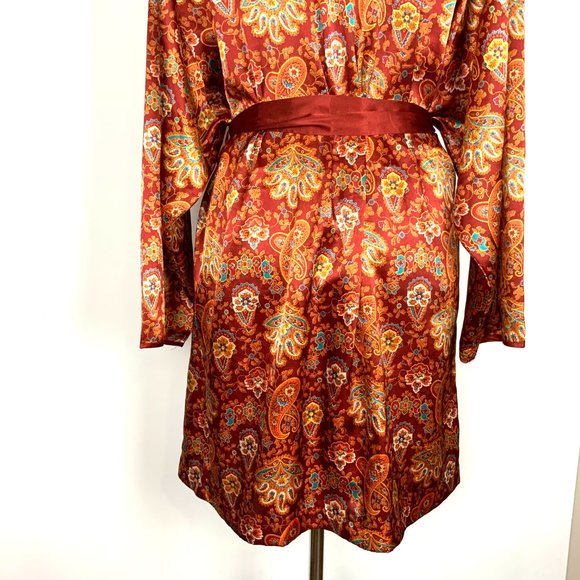 Vintage Cacique Lingerie Satin Polyester Paisley Print Robe Sz M - Picture 11 of 16